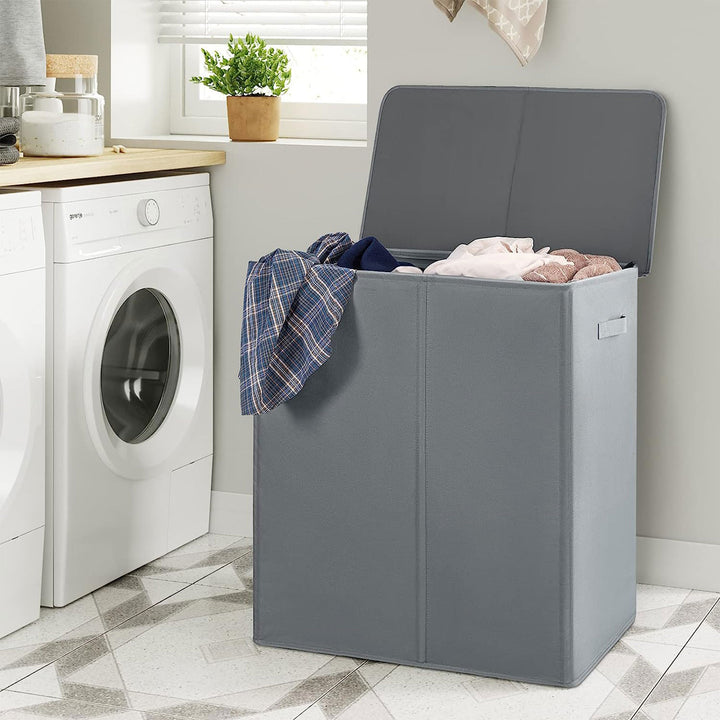 WOWLIVE 154L Fabric Double Laundry Hamper w/Lid & Removable Bags, Gray (Used) - VMInnovations