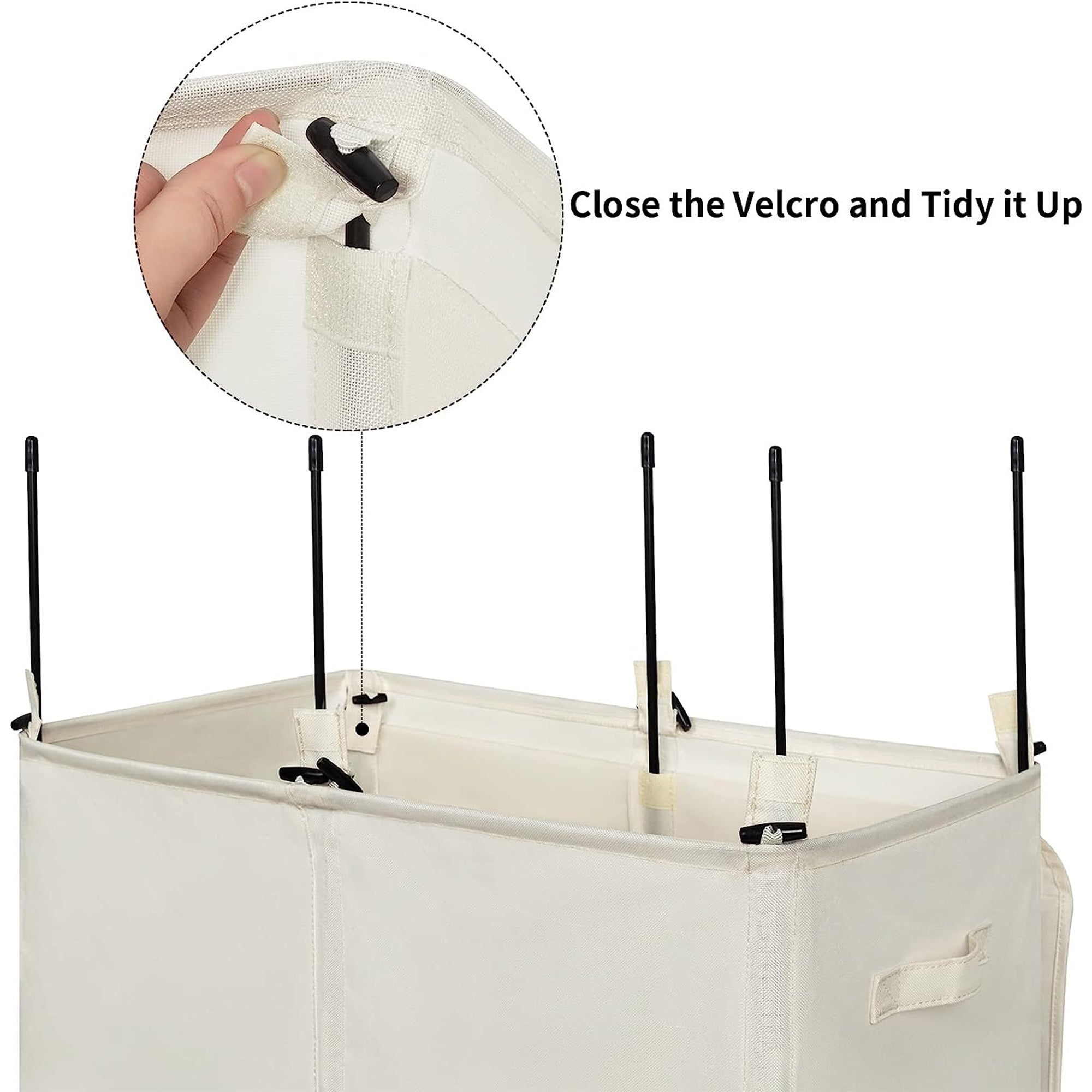 WOWLIVE 154L Double Laundry Hamper with Lid & Removable Bags, Beige (Open Box) - VMInnovations