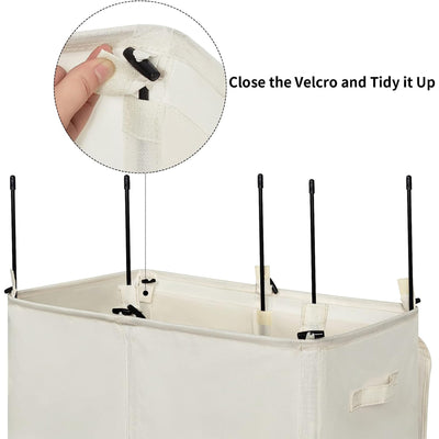 WOWLIVE 154L Double Laundry Hamper with Lid & Removable Bags, Beige (Open Box) - VMInnovations