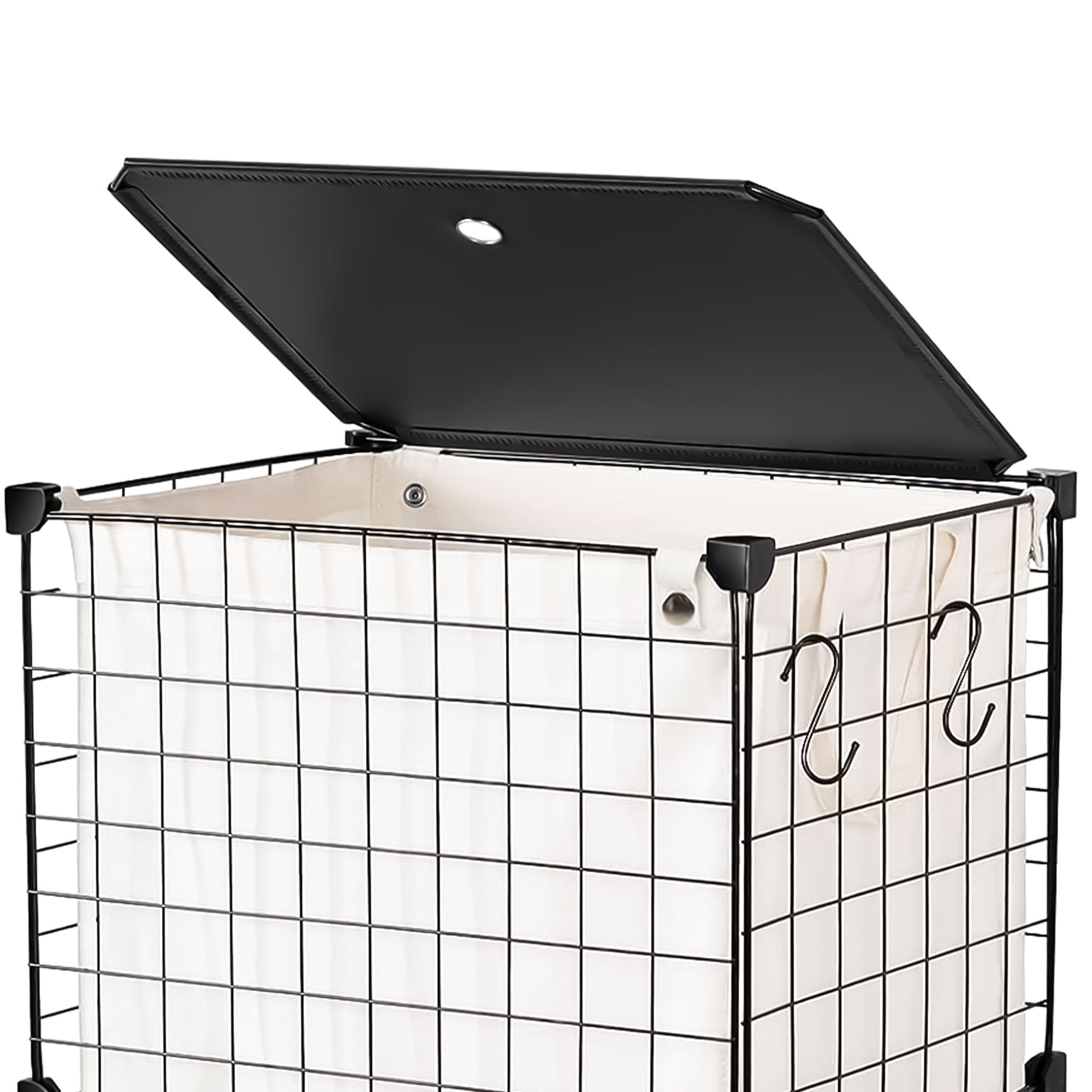 WOWLIVE Single 72L Iron Wire Laundry Hamper w/Lid, Wheels, & Removable Bag(Used) - VMInnovations