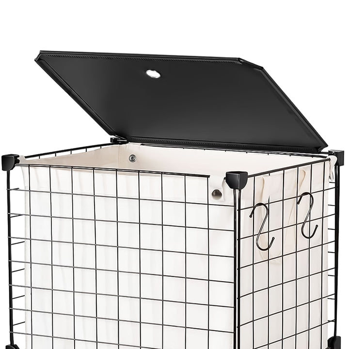 WOWLIVE 72L Iron Wire Laundry Hamper w/Lid, Wheels, & Removable Bag (Open Box) - VMInnovations