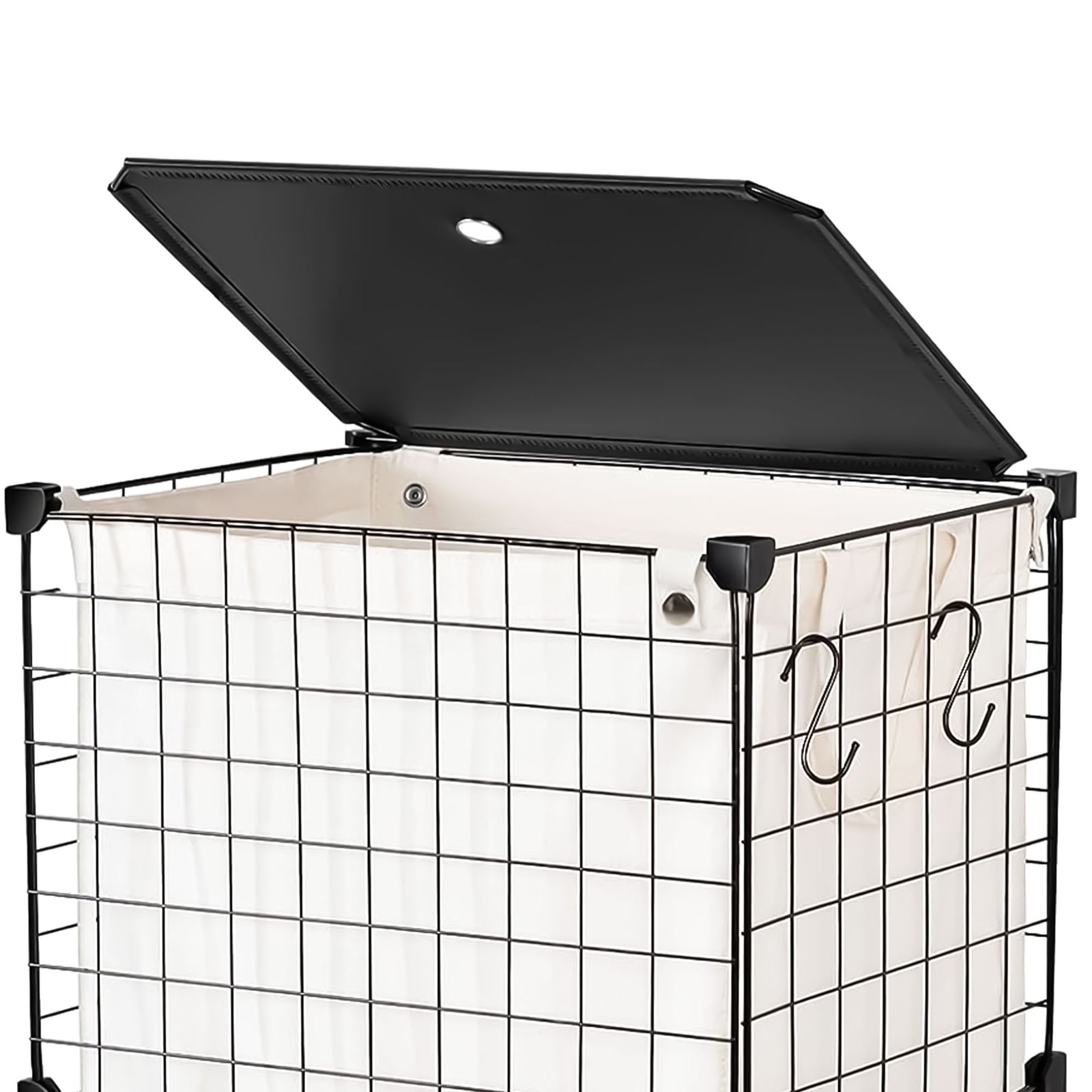 WOWLIVE 72L Iron Wire Laundry Hamper w/Lid, Wheels, & Removable Bag (Open Box) - VMInnovations