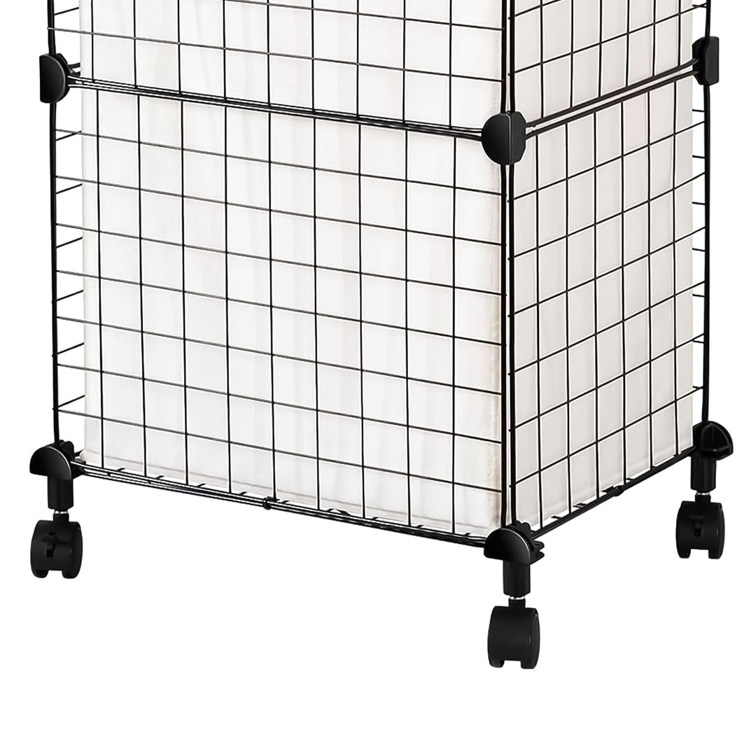WOWLIVE 72L Iron Wire Laundry Hamper w/Lid, Wheels, & Removable Bag (Open Box)