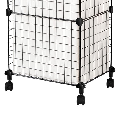 WOWLIVE 72L Iron Wire Laundry Hamper w/Lid, Wheels, & Removable Bag (Open Box) - VMInnovations