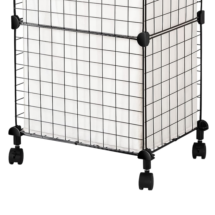 WOWLIVE 72L Iron Wire Laundry Hamper w/Lid, Wheels, & Removable Bag (Open Box) - VMInnovations