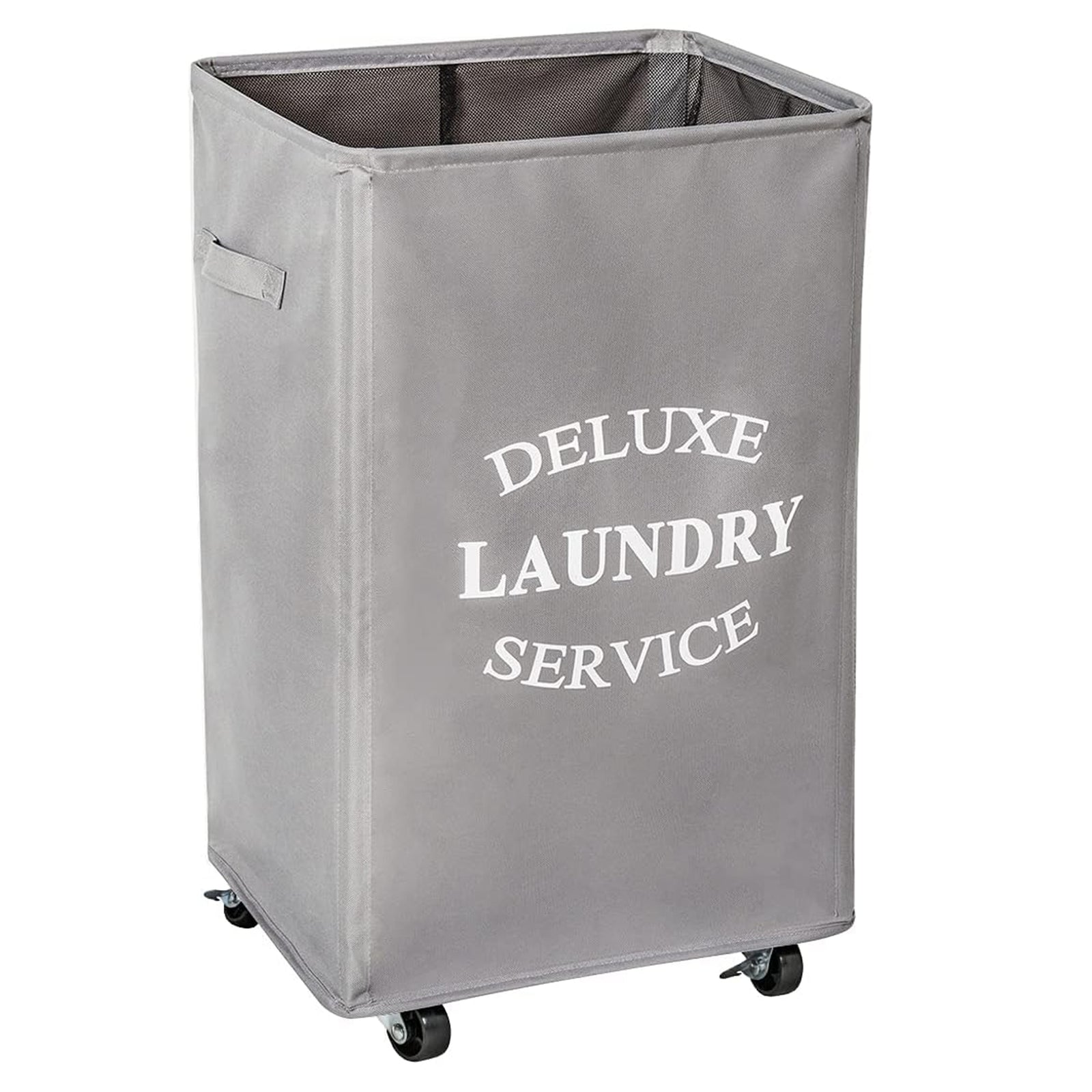 WOWLIVE 90L Foldable Rectangular Laundry Service Rolling Basket, Gray (Open Box) - VMInnovations