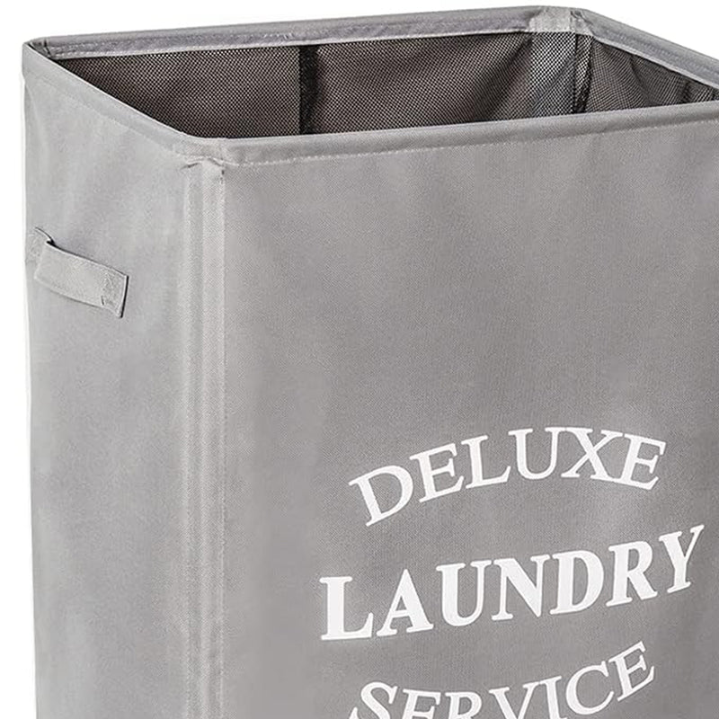 WOWLIVE 90L Foldable Rectangular Deluxe Laundry Service Rolling Basket, Gray