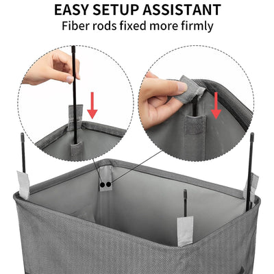 WOWLIVE 90L Foldable Rectangular Laundry Service Rolling Basket, Gray (Open Box) - VMInnovations