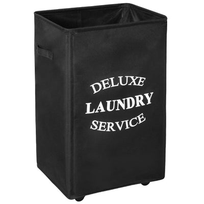 WOWLIVE 90L Foldable Deluxe Laundry Service Rolling Basket, Black (Used)