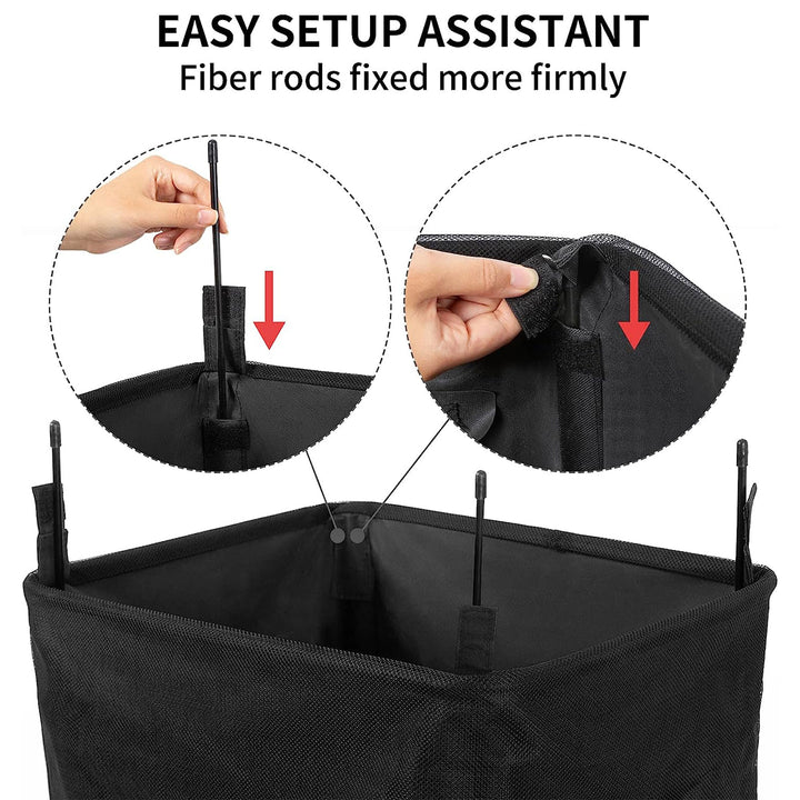WOWLIVE 90L Foldable Deluxe Laundry Service Rolling Basket, Black (Used) - VMInnovations