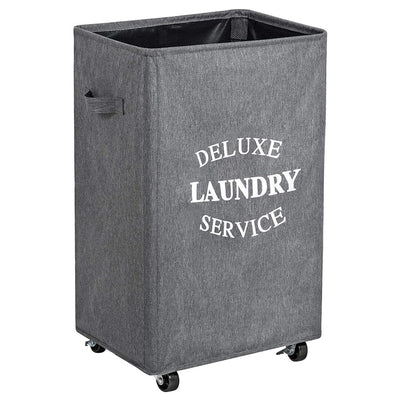 WOWLIVE 90L Deluxe Laundry Service Rolling Basket, Heathered Gray (Used)