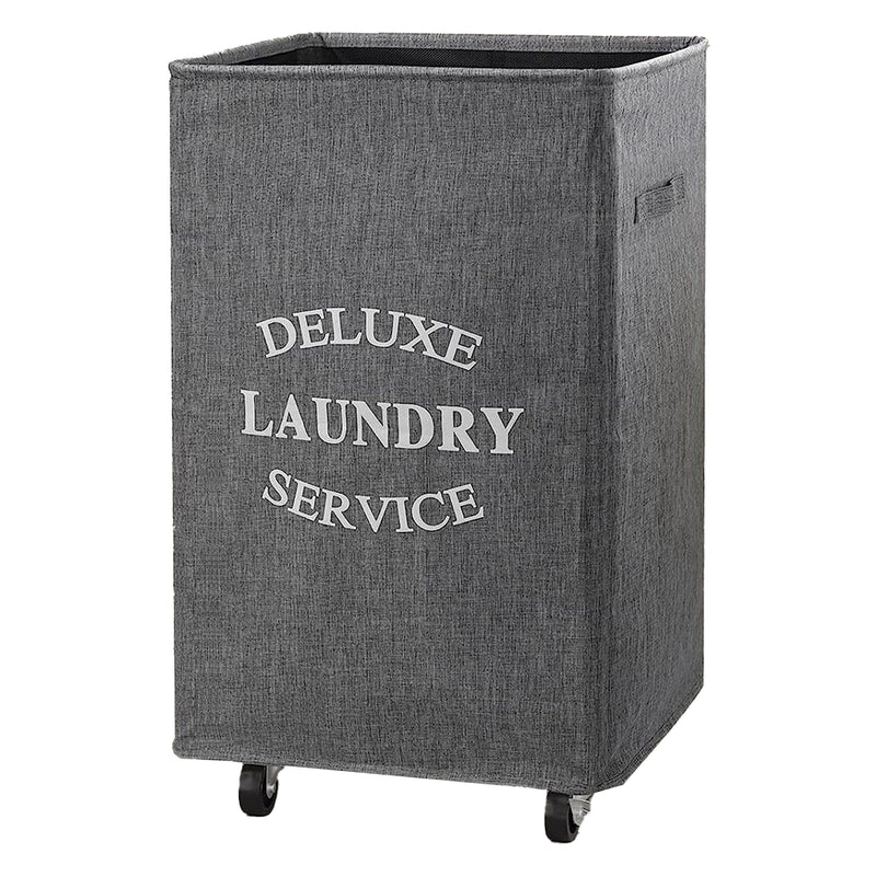 WOWLIVE 90L Rectangular Deluxe Laundry Service Rolling Basket, Heathered Gray