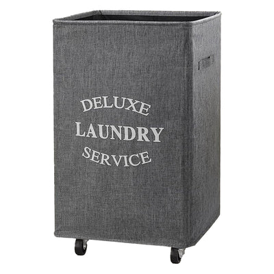 WOWLIVE 90L Rectangular Deluxe Laundry Service Rolling Basket, Heathered Gray - VMInnovations