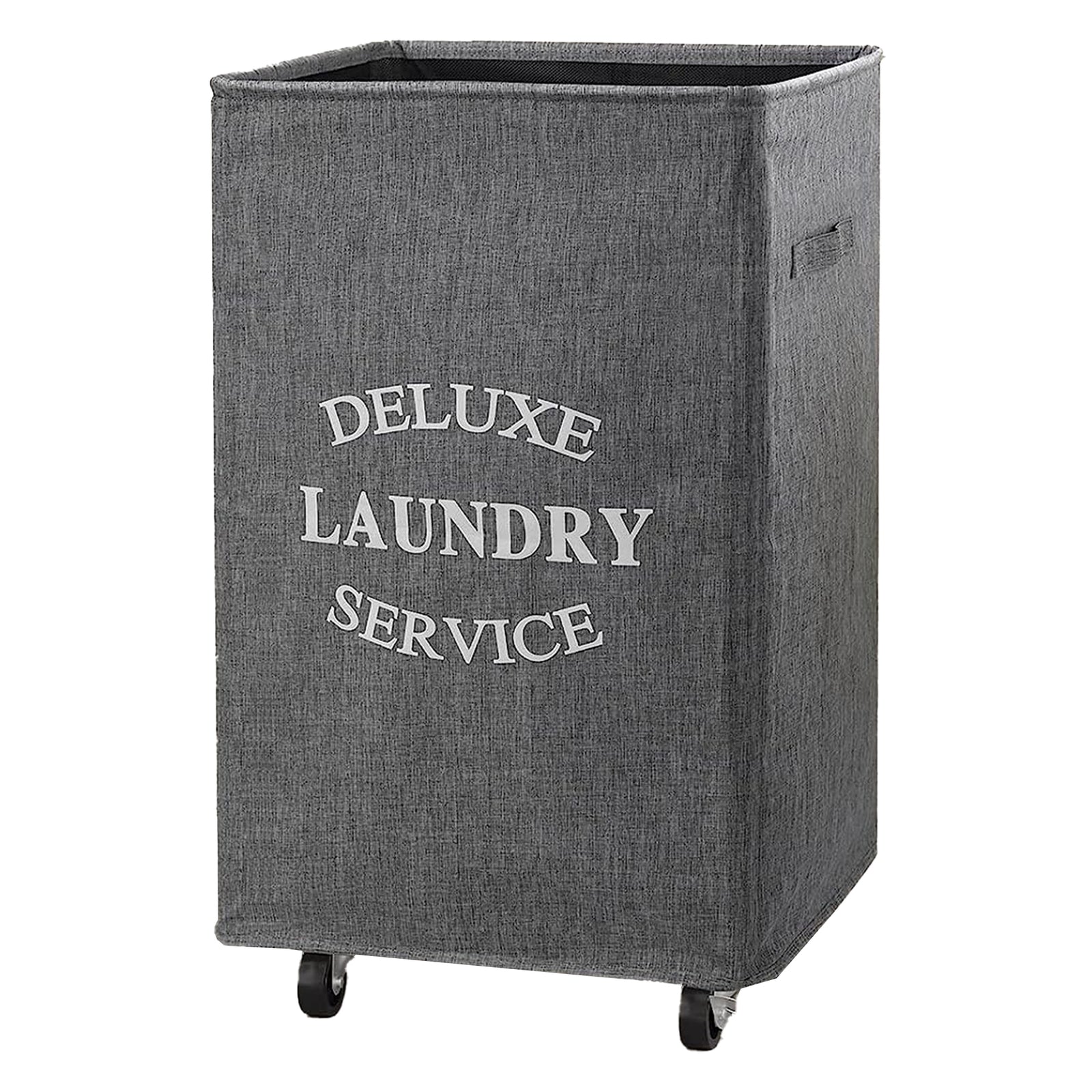 WOWLIVE 90L Rectangular Deluxe Laundry Service Rolling Basket, Heathered Gray - VMInnovations