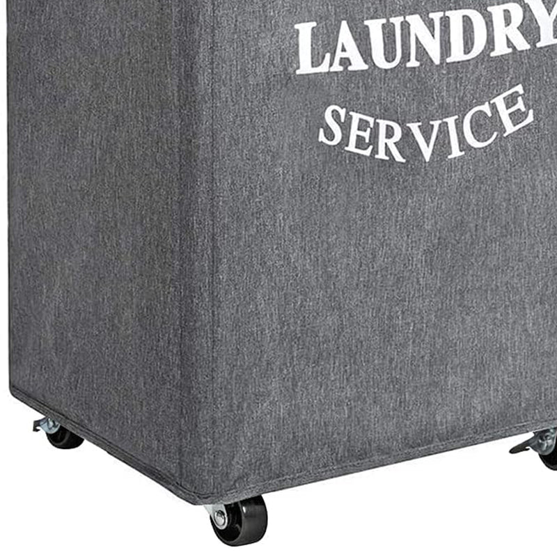 WOWLIVE 90L Rectangular Deluxe Laundry Service Rolling Basket, Heathered Gray