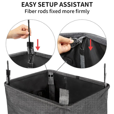 WOWLIVE 90L Rectangular Deluxe Laundry Service Rolling Basket, Heathered Gray - VMInnovations