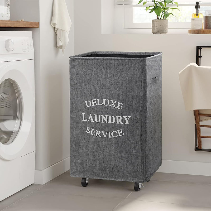 WOWLIVE 90L Deluxe Laundry Service Rolling Basket, Heathered Gray (Open Box)