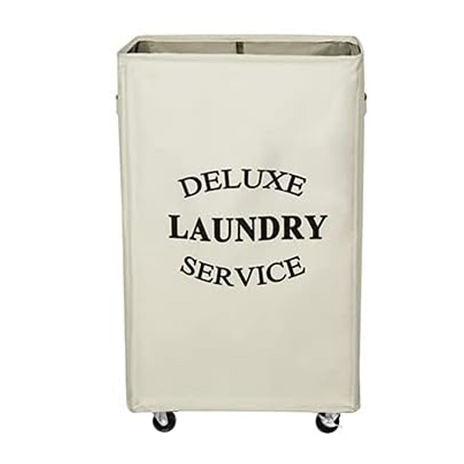 WOWLIVE 90L Foldable Rectangular Deluxe Laundry Rolling Basket, Beige (Open Box) - VMInnovations