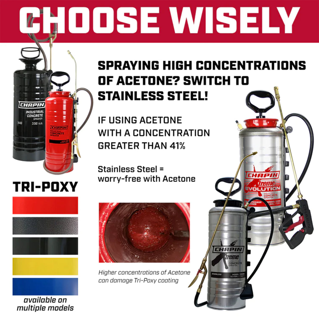 Chapin 3.5 Gallon Tri Poxy Industrial Concrete Open Head Handheld Tank Sprayer (3 Pack)