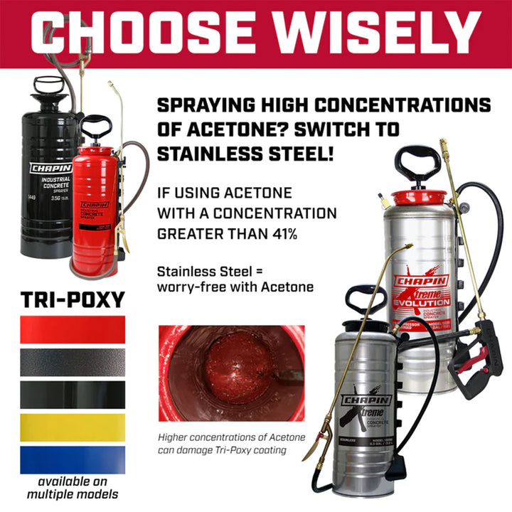 Chapin 3.5 Gallon Tri Poxy Industrial Concrete Open Head Handheld Tank Sprayer (3 Pack)