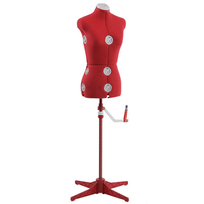 Singer Adjustable Dress Form Fits 4-10 Small/Medium w/360 Degree Hem Guide, Red