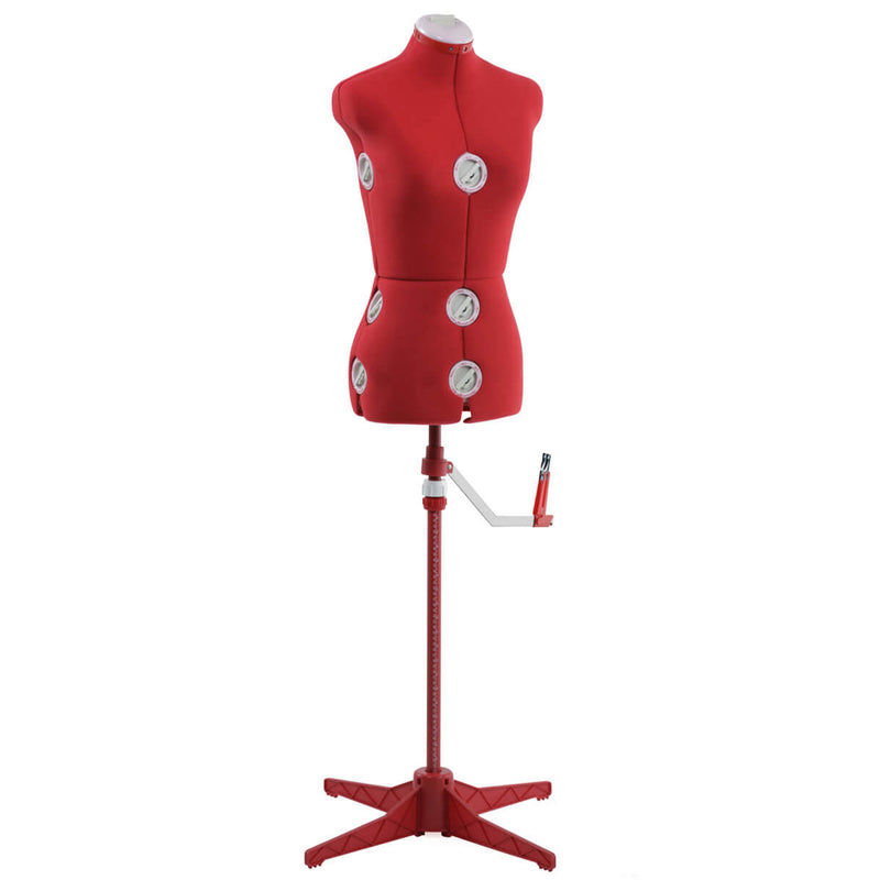 Singer Adjustable Dress Form Fits 4-10 Small/Medium w/360 Degree Hem Guide, Red