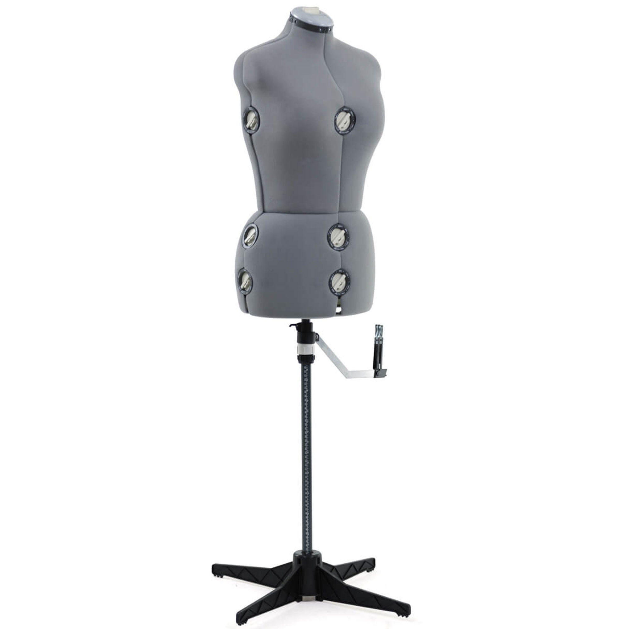 Singer Adjustable Dress Form Fit 10-18 Med/Lg w/360 Degree Hem Guide, Gray(Used)