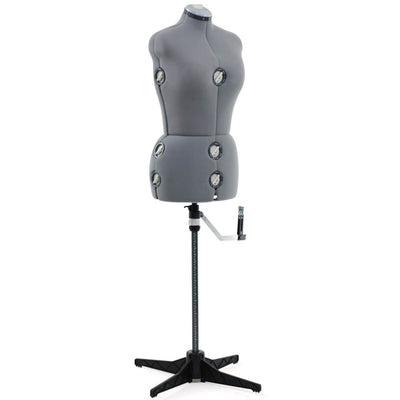Singer Adjustable Dress Form Fit 10-18 Med/Lg w/360 Degree Hem Guide, Gray(Used)