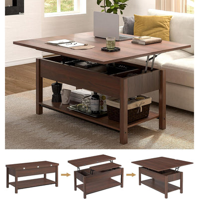 FABATO 4 in 1 Convertible Coffee Table w/Storage, Espresso (Open Box) - VMInnovations
