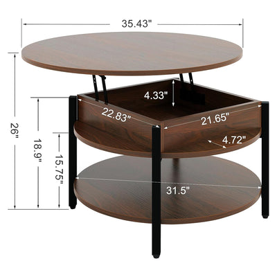 FABATO Lift Top Coffee Table w/ Storage & Hidden Compartment, Espresso(Open Box) - VMInnovations