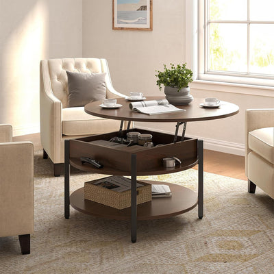 FABATO Lift Top Coffee Table w/ Storage & Hidden Compartment, Espresso(Open Box) - VMInnovations