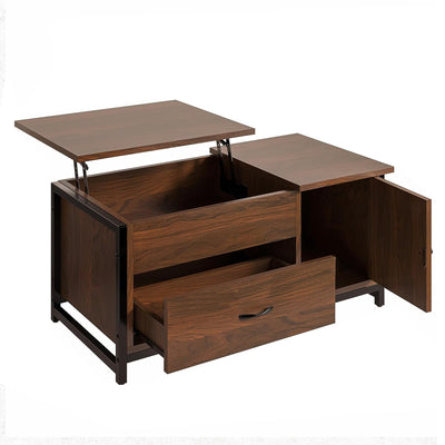 FABATO Lift Top Coffee Table with Storage Drawer & Hidden Compartment, Espresso - VMInnovations