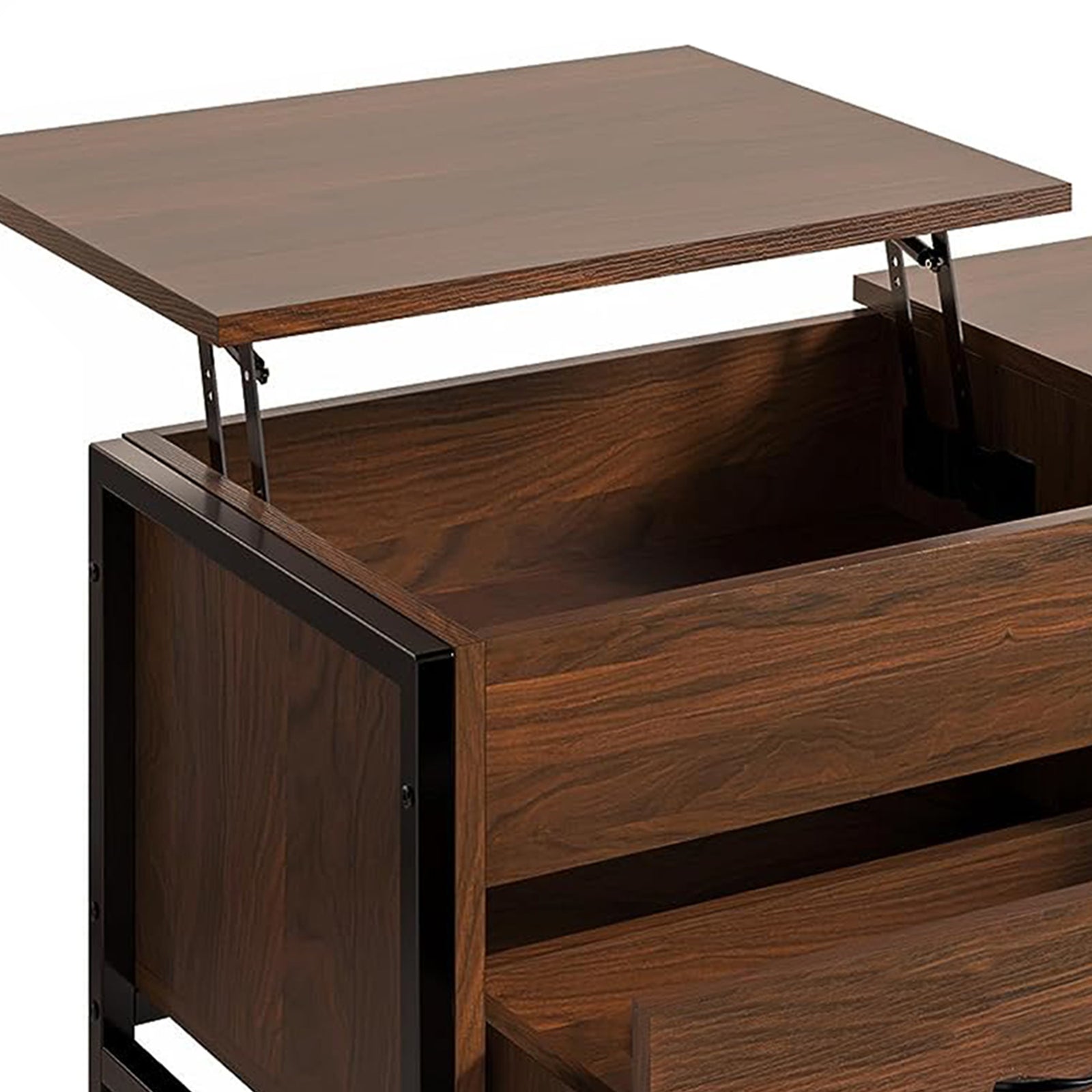 FABATO Lift Top Table w/Storage Drawer & Hidden Compartment,Espresso(Used) - VMInnovations