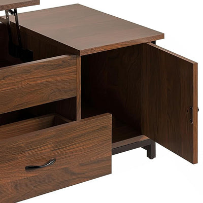 FABATO Lift Top Coffee Table with Storage Drawer & Hidden Compartment, Espresso