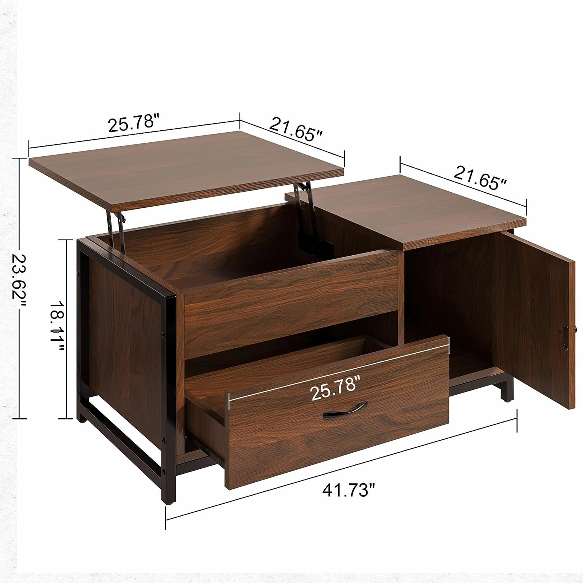 FABATO Lift Top Coffee Table w/Storage Drawer & Compartment, Espresso (Open Box) - VMInnovations