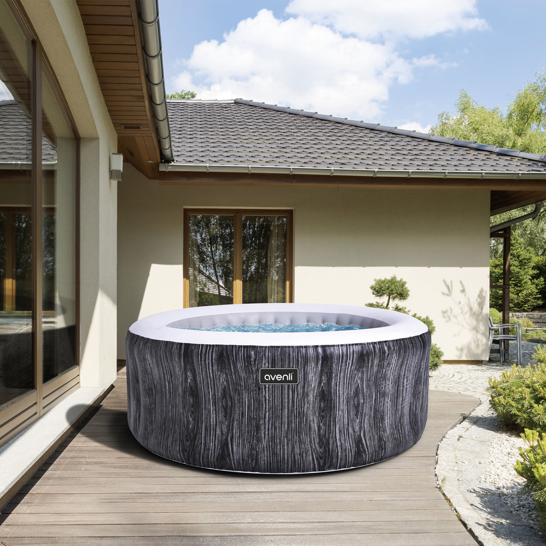 JLeisure Greywood 65 Inch 3 Person Inflatable Round Outdoor Hot Tub Spa, Gray