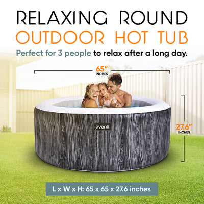 JLeisure 65 Inch 3 Person Inflatable Round Outdoor Hot Tub Spa, Gray (For Parts)