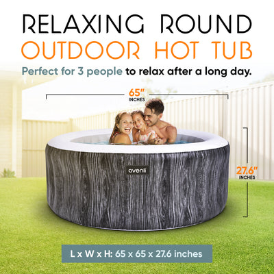 JLeisure Greywood 65" 4 Person Inflatable Outdoor Hot Tub Spa, Gray (Open Box) - VMInnovations