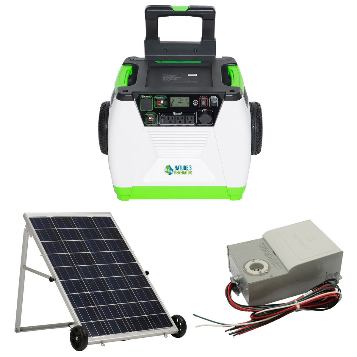 Natures Generator HKNGAUPE Inverter Generator, Solar Panel & Transfer Switch Kit