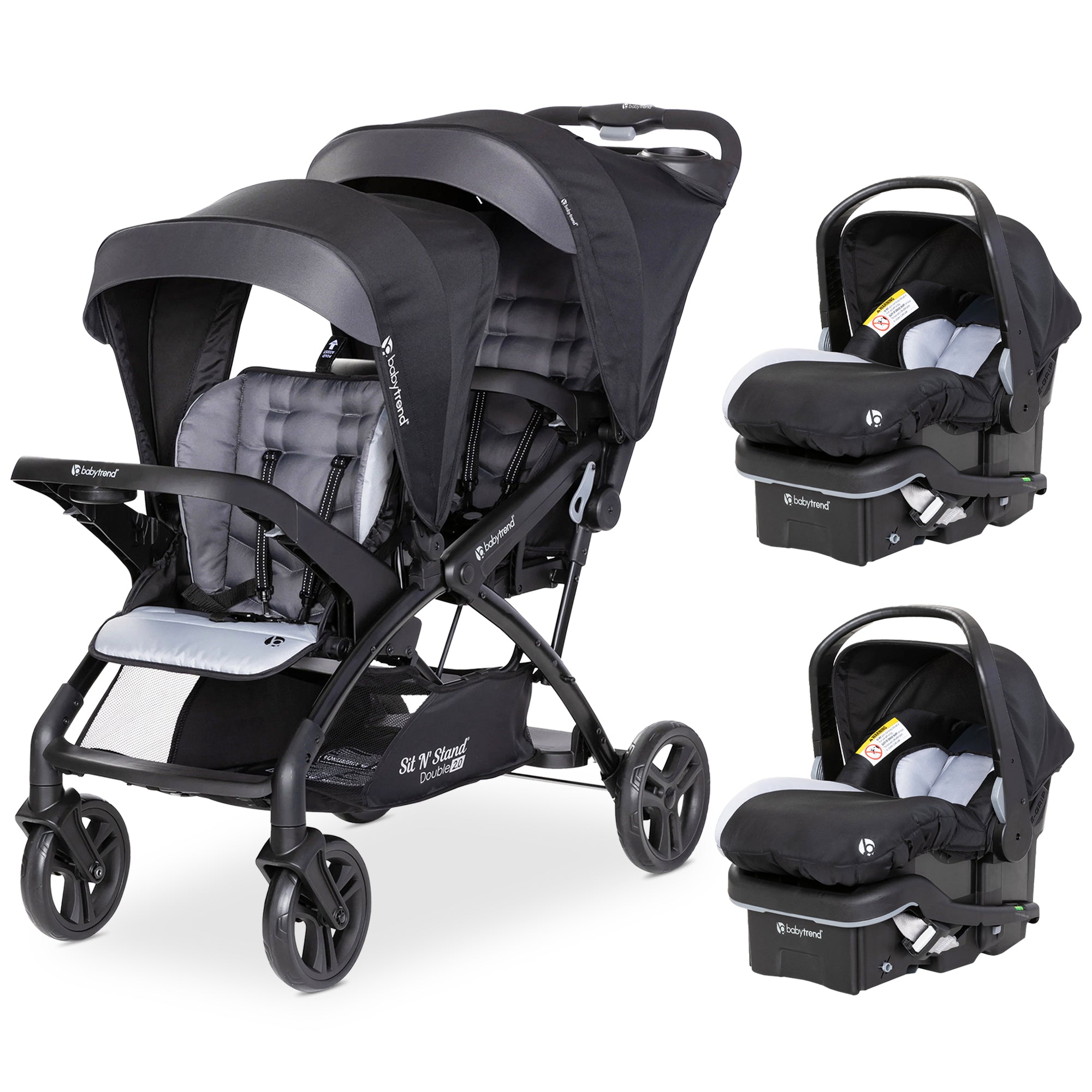 Baby Trend Sit N' Stand Double Stroller with EZ-Lift Car Seat (2 Pack), Stormy - VMInnovations
