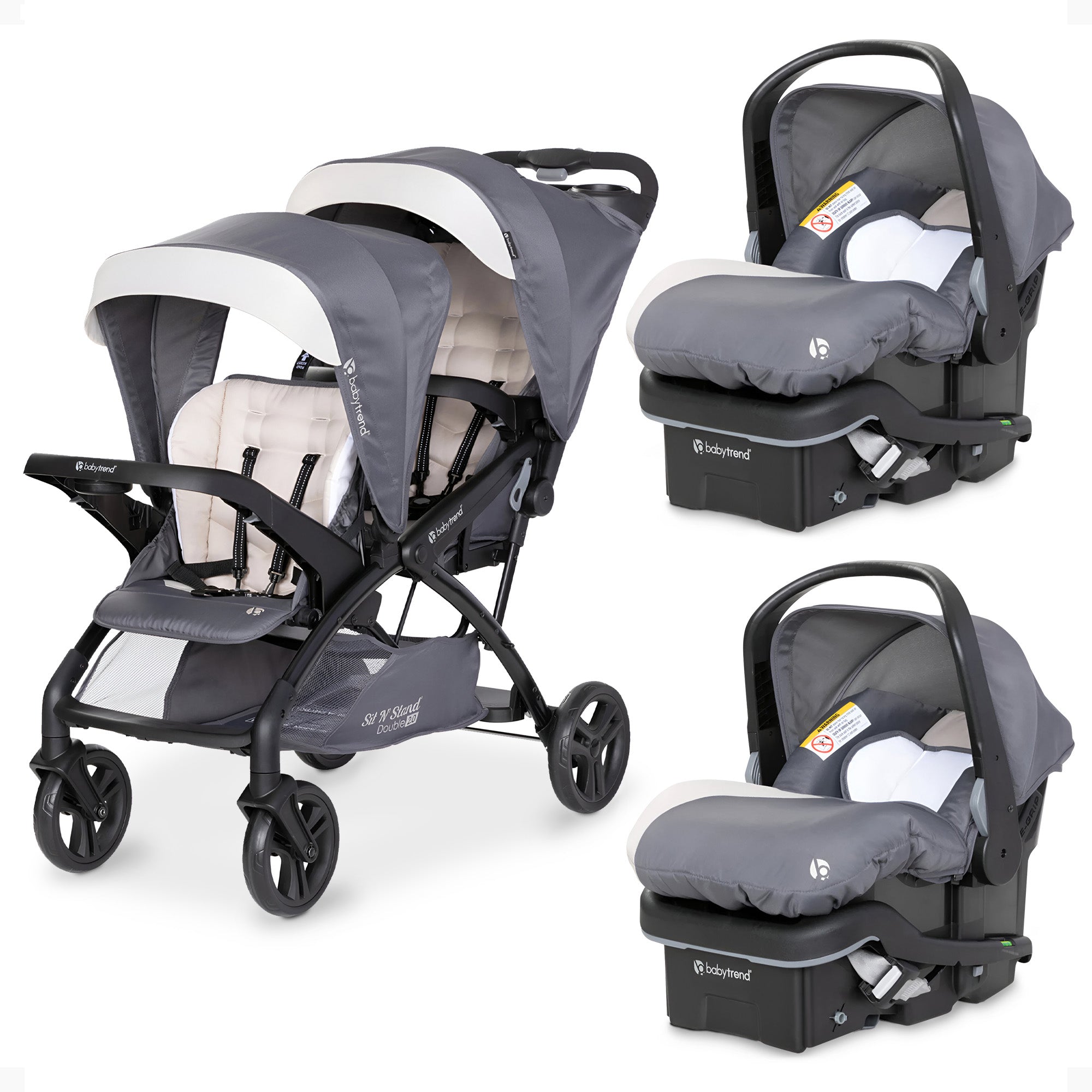 Baby Trend Sit N' Stand Double Stroller with EZ-Lift Car Seat (2 Pack), Magnolia - VMInnovations