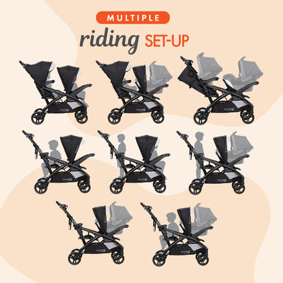 Baby Trend Sit N' Stand Double Stroller with EZ-Lift Car Seat (2 Pack), Khaki - VMInnovations
