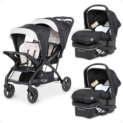 Baby Trend Sit N' Stand Double Stroller with EZ-Lift Car Seat (2 Pack), Khaki - VMInnovations