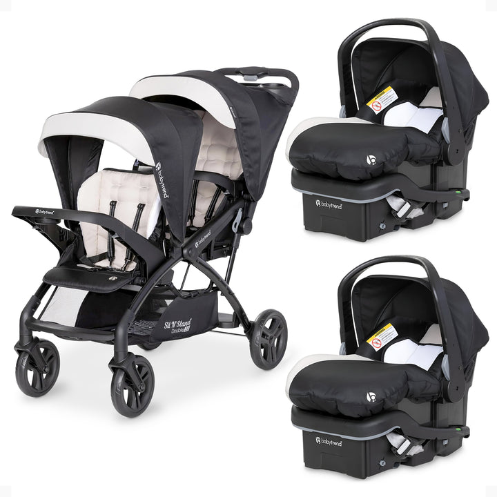 Baby Trend Sit N' Stand Double Stroller with EZ-Lift Car Seat (2 Pack), Khaki - VMInnovations