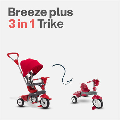 smarTrike 4 in 1 Breeze Plus Multi-Stage Tricycle w/Folding Canopy, Red (Used) - VMInnovations