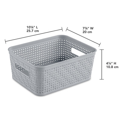 Sterilite 10x8x4.25 Inch Woven Rectangular Short Basket for Home Organization