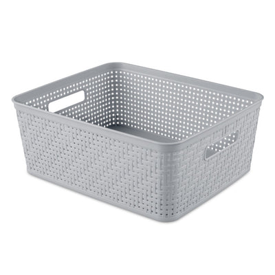 Sterilite 14x11.5x5 Inch Woven Rectangular Short Basket for Home Organization