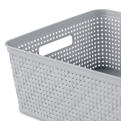 Sterilite 14x11.5x5 Inch Woven Rectangular Short Basket for Home Organization
