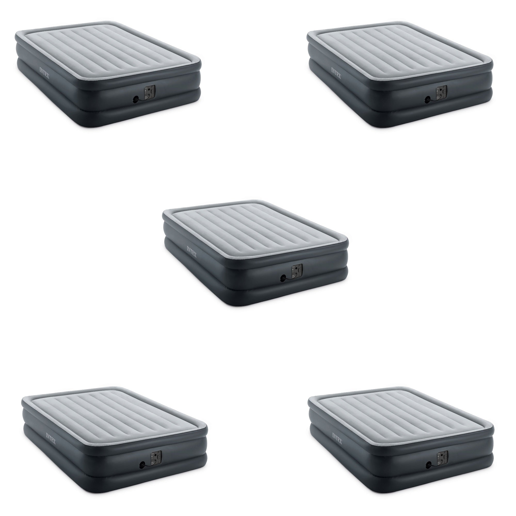 Intex Queen Dura Beam Essential Air Mattress w/ Built-in Electric Pump (5 Pack)