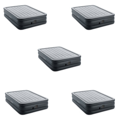Intex Queen Dura Beam Essential Air Mattress w/ Built-in Electric Pump (5 Pack)